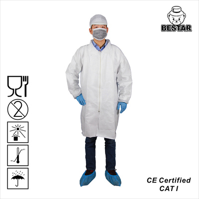 Capas blancas disponibles no tejidas del laboratorio de los SPP del puño de las chaquetas disponibles elásticos del laboratorio