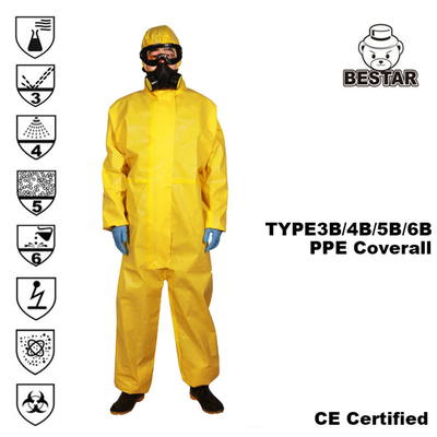 Tipo amarillo bata médica disponible de 3B/4B/5B/6B para la protección de las bacterias del virus