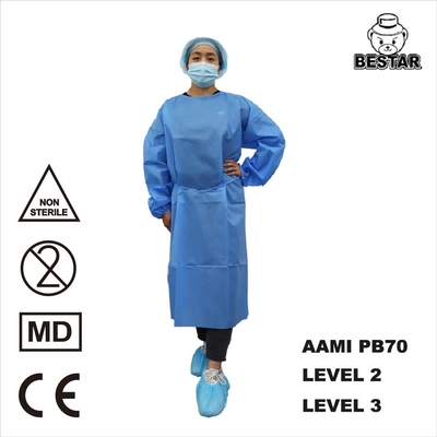 Vestido disponible no tejido del aislamiento de LLANO 2 SMS para los doctores