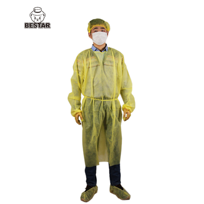 El Ppe disponible de la manga larga viste llano 1 vestido del aislamiento con el cuello del puño del punto