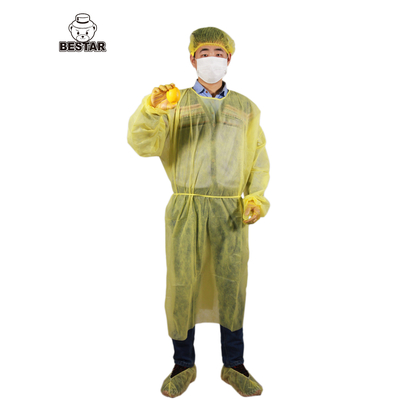 Vestidos médicos del aislamiento del vestido disponible amarillo del aislamiento para la protección